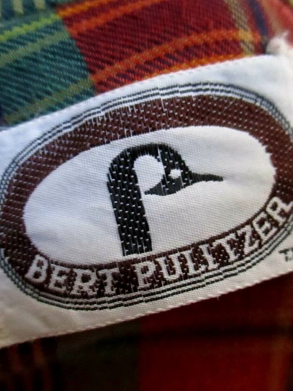 True Vintage Camp Shirt Large 1980s Plaid Bert Pulitzer Winter Red/Green/Rust